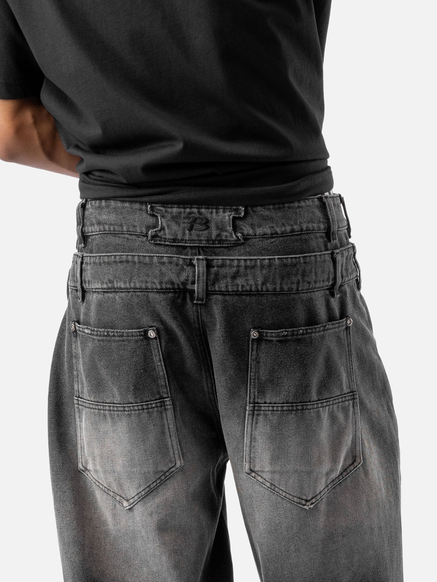 MAZZ double waist denim デニム Double Waist Denim Graphite – BLACKTAILOR