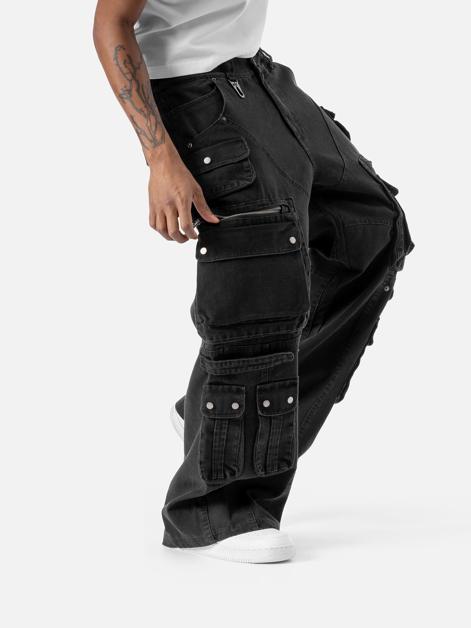 W90 Cargo Pants Washed Black – BLACKTAILOR
