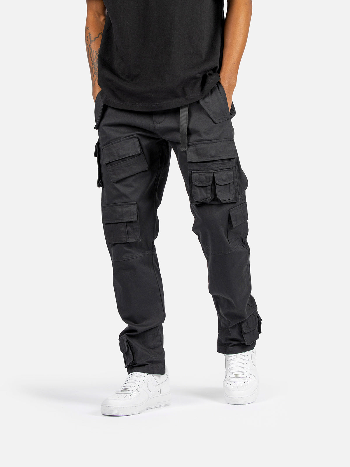 Xyriel - High Waisted Utility Style Cargo Pants in Black